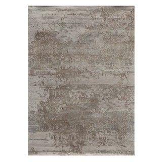 Hand knotted Grey/ Black Abstract Pattern Wool/ Silk Rug (56 X 86)