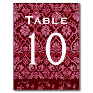 Wine Damask Wedding Table Number Card Recepti Post Cards