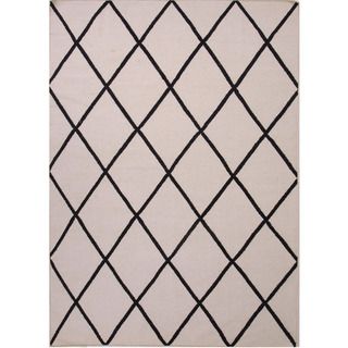 Durable Handmade Flat weave Geometric Pattern Gray/ Black Rug (8 X 10)