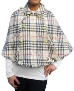 Pieces Candiry Womens Plaid Collar Coat Jacket Cape   Multicolour (Size One Size) Scarf