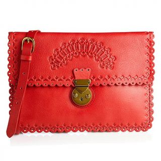 Isabella Fiore Scallop Embossed Leather Crossbody Clutch