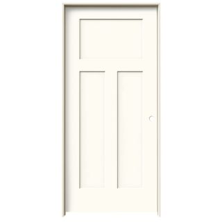 ReliaBilt 3 Panel Craftsman Solid Core Smooth Molded Composite Left Hand Interior Single Prehung Door (Common 80 in x 36 in; Actual 81.68 in x 37.56 in)