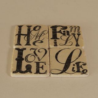 family, home, love and life coasters by out of love