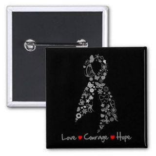 Love Courage Hope Butterfly   Brain Cancer Pinback Button