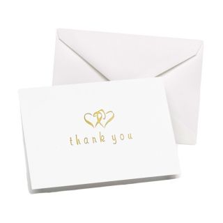 Gold Linked Heart Thank You Notes
