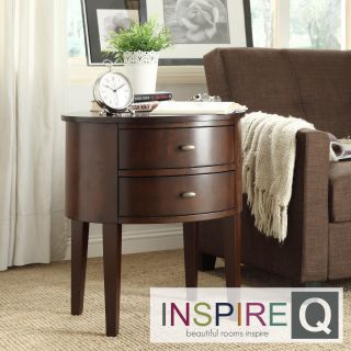Inspire Q Inspire Q Aldine 2 Drawer Espresso Oval Wood Accent Table Brown Size 2 drawer