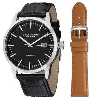 Stuhrling Original Men's 555A.01 Classic Ascot II Swiss Quartz Date Black Dial Strap Set Watch at  Men's Watch store.