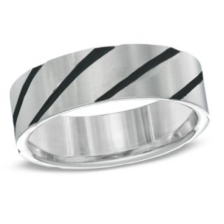 Grooved Comfort Fit Wedding Band in Titanium (52 Characters)   Zales