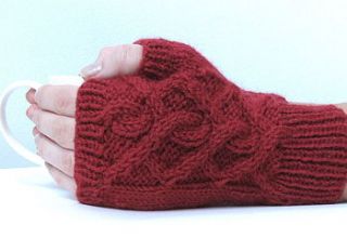 hand knitted fingerless mittens by squidge & bean