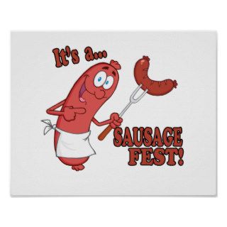 Its a Sausage Fest Funny Sausage Cooking Cartoon Print