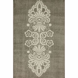Nuloom Hand knotted Tribal Damask Ivory Wool / Viscose Rug (8 X 10)