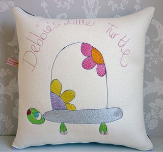 personalised little turtle cushion by seabright designs