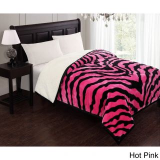 Private Label Victoria Borrego Animal Print Sherpa Queen Blanket Pink Size Queen