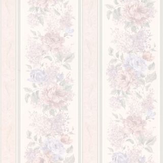 Brewster Lavender Floral Stripe Wallpaper