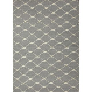 Handmade Flat weave Geometric pattern Blue Accent Rug (2 X 3)