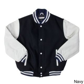 L&b Trading United Face Childrens Wool And Leather Baseball Jacket Navy Size XS (4 6)