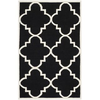 Safavieh Handwoven Transitional Moroccan Dhurrie Black Wool Rug (5 X 8)