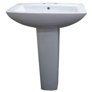 Modern Square White 4 inch Spread Ceramic Pedestal Sink