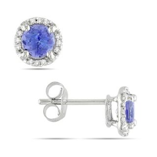 0mm Tanzanite and Diamond Accent Frame Stud Earrings in 10K White