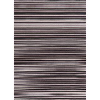 Handmade Flat weave Stripe pattern Gray/ Black Reversible Rug (8 X 10)