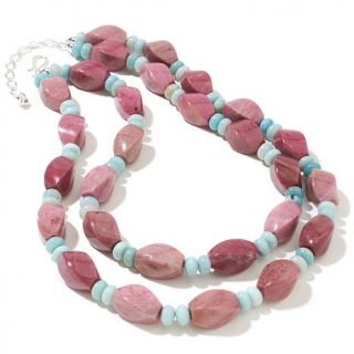 Jay King Ginger Flower Stone and ite 2 Row Necklace