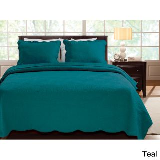 Greenland Home Fashions Serenity 100 percent Cotton Oversized 3 piece Quilt Set Blue Size King