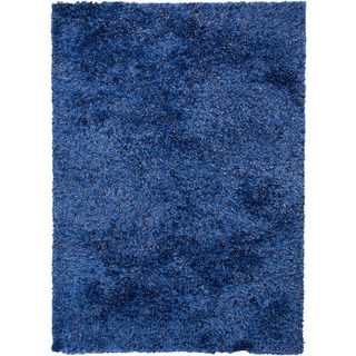 Hand woven Shags Abstract Pattern Blue Rug (2 X 3)