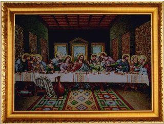 [] Framed Beautiful Last supper Jacquard Woven Wall Hanging Tapestry Fine Art Decor (GOLD)   Large Picture Of The Last Supper With Gold Frame