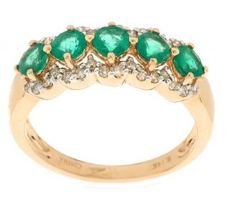 0.75 ct tw Zambian Emerald & 1/7 ct tw Diamond Band Ring, 14K Gold —