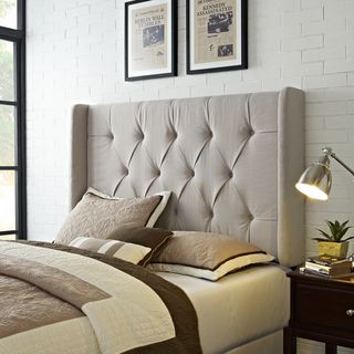 Sofaweb Wingback Tufted Ivory Queen/full Size Upholstered Headboard Beige Size Queen