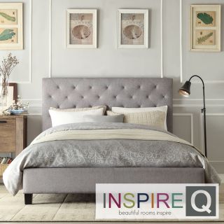 Inspire Q Kingsbury Grey Linen Tufted Platform Bed