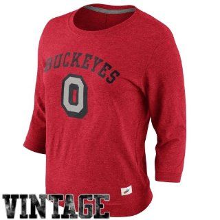 Buckeye T Shirts  Nike Ohio State Buckeyes Ladies Vault Hail Mary Long Sleeve T Shirt   Scarlet  Sports Fan T Shirts  Sports & Outdoors