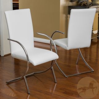 Christopher Knight Home Lydia Off White Leather/ Chrome Chairs (set Of 2)