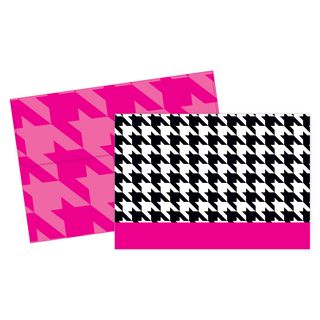 Pink/ White Houndstooth Thank You Note Cards