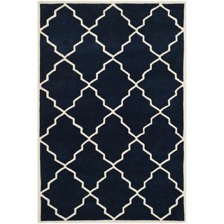 Handmade Hand tufted Moroccan Dark Blue Wool Rug (5 X 8)