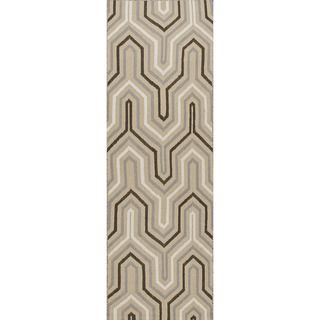 Handmade Flat Weave Geometric Pattern Gray/ Black Rug (26 X 8)