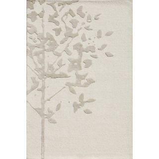 Hand tufted Transitional Abstract Pattern Ivory Rug (5 X 8)