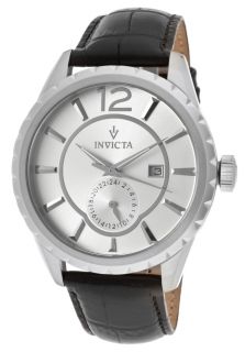 Invicta 12192  Watches,Mens Vintage Silver Dial Black Genuine Calf Leather, Casual Invicta Quartz Watches
