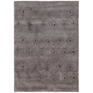 Hand knotted Grey/ Black Southwestern/tribal Pattern 0.67 inch Pile Wool Rug (5 X 8)