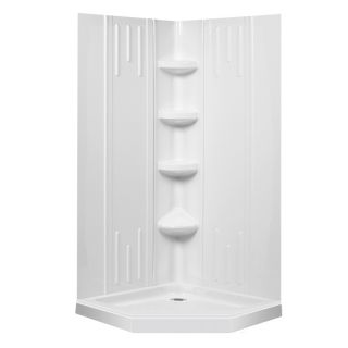 DreamLine Shower Base and Wall 75.625 in H x 40 in W x 40 in L White Neo Angle 4 Piece Corner Shower Kit
