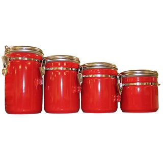 Anchor Hocking 4 piece Red Ceramic Canister Set