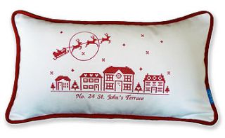 personalised christmas street cushion by kate sproston design