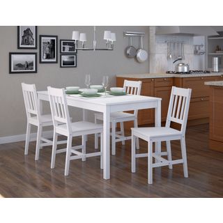 Corliving Corliving Soft White Wash Finish Dining Table (set Of 5) White Size 5 Piece Sets