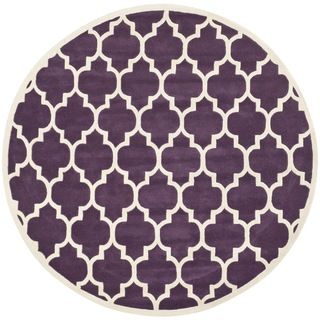 Handmade Moroccan Purple Wool Indoor Rug (7 Round)