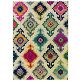 Vibrant Bohemian Ivory And Multicolored Area Rug (4 X 59)