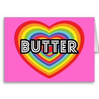 I love Butter rainbow disco heart Greeting Card