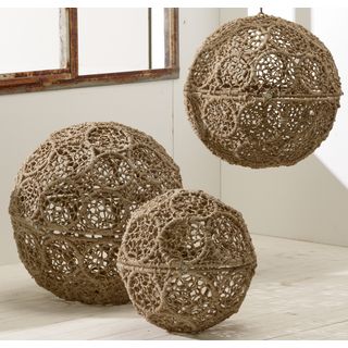 Rustic Jute wrapped Iron Decorative Ball (set Of 3)