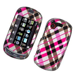 Check Pink/Brown/ Black 2D Glossy Hard Protector Case Cover For Samsung Gravity T SGH T669 Cell Phones & Accessories
