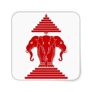 Erawan Three Headed Elephant Lao / Laos Flag Square Sticker