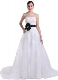 GEORGE BRIDE Beaded Lace Bodice With Net Chapel Train Wedding Dress